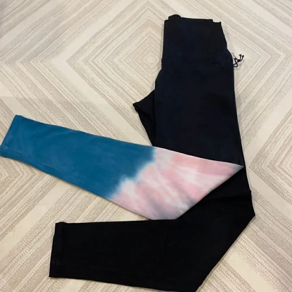 Electric & Rose Black One Leg Tie Dye Leggings